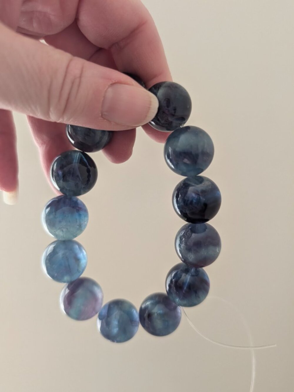 Beautiful Large Bead Natural Fluorite Crystal Bracelet